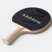 青スタイリッシュモノグラムと名前 卓球ラケット (正面アングル)