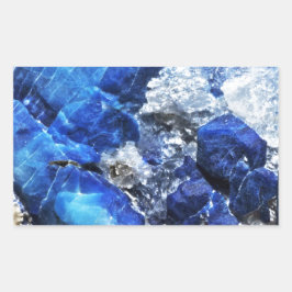 青スタイリッシュ大理石 長方形シール