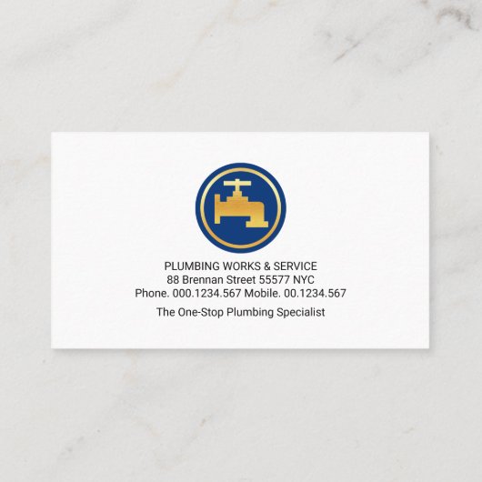 青スタイリッシュ水滴層配管工 名刺 (裏面)