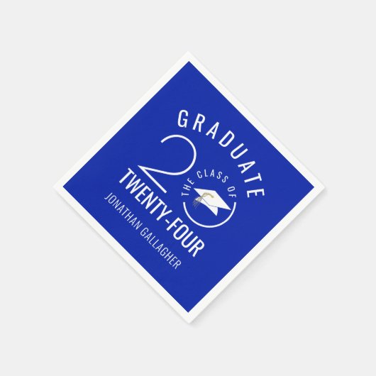 青スタイリッシュ王室の学年タイポグラフィ スタンダードカクテルナプキン (角)