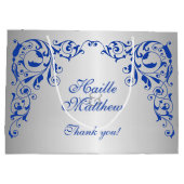 青スタイリッシュ王室の渦巻き ラージペーパーバッグ (裏面)