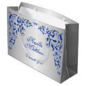 青スタイリッシュ王室の渦巻き ラージペーパーバッグ (裏面アングル)