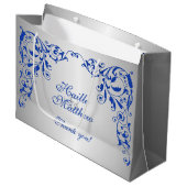 青スタイリッシュ王室の渦巻き ラージペーパーバッグ (正面アングル)