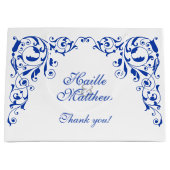 青スタイリッシュ王室の渦巻き ラージペーパーバッグ (正面)