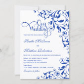 青スタイリッシュ王室の渦巻結婚き 招待状 (正面)