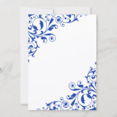 青スタイリッシュ王室の渦巻結婚き 招待状 (裏面)