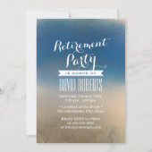 青スタイリッシュ白の冬の退職パーティー 招待状 (正面)