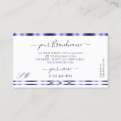 青スタイリッシュ白の宝石きらめくイニシャル 名刺 (裏面)