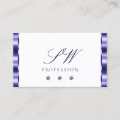 青スタイリッシュ白の宝石きらめくイニシャル 名刺 (正面)