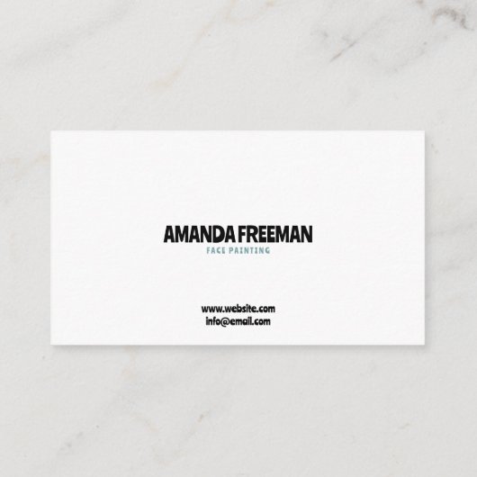 青スタイリッシュ白アーティスト顔絵画ズ 名刺 (裏面)