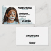 青スタイリッシュ白アーティスト顔絵画ズ 名刺 (正面/裏面)