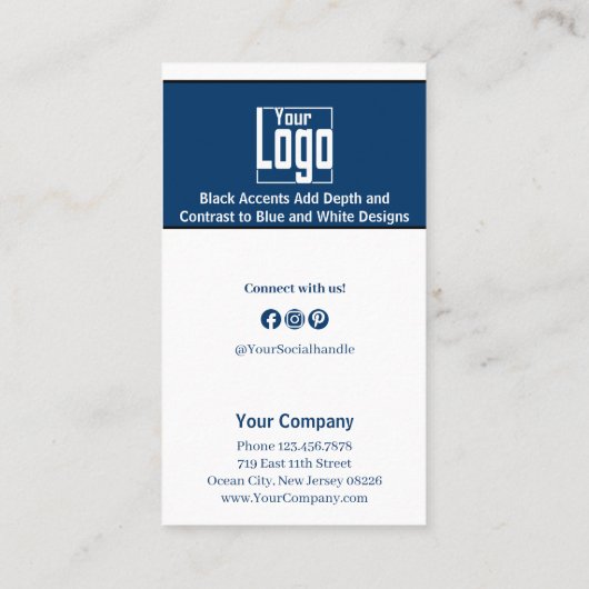 青スタイリッシュ白ブラックサービスQRコードB2B 紹介カード (裏面)