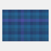 青スタイリッシュ紫チェック幾何格子模様 ラッピングペーパーシート (正面2)