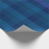 青スタイリッシュ紫チェック幾何格子模様 ラッピングペーパー (角)