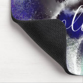 青スタイリッシュ紫フローラ署名モノグラム マウスパッド (コーナー)