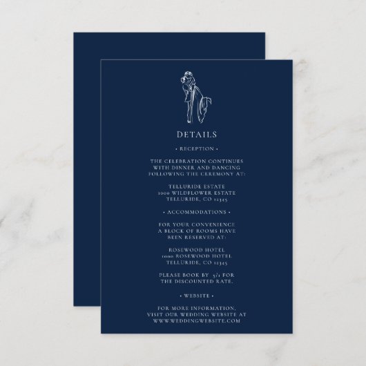 青スタイリッシュ結婚夫婦の結婚詳細 (正面/裏面)