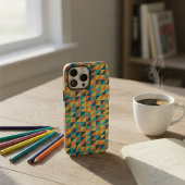 青スタイリッシュ色と黄色の幾何学的パステルパターン Case-Mate iPhoneケース