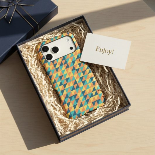 青スタイリッシュ色と黄色の幾何学的パステルパターン Case-Mate iPhoneケース