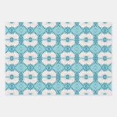 青スタイリッシュ色の中モダン央ジオメトリパターン ラッピングペーパーシート (正面)