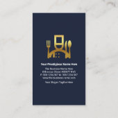 青スタイリッシュ色の層ストライプ金ゴールド素晴らし食堂 名刺 (裏面)