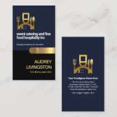 青スタイリッシュ色の層ストライプ金ゴールド素晴らし食堂 名刺 (正面/裏面)