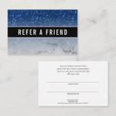 青スタイリッシュ色グリッターサロン爪、 ネイル紹介顧客 名刺 (正面/裏面)