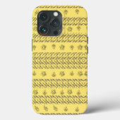 青スタイリッシュ色ストライプ黒フローラ黄色 Case-Mate iPhoneケース (裏面)