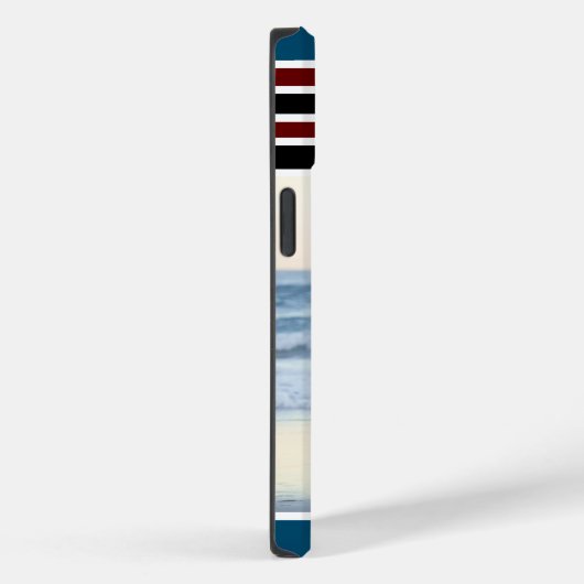 青スタイリッシュ赤モノグストライプのラムカスタム写真 Case-Mate iPhoneケース (裏面 / 右)