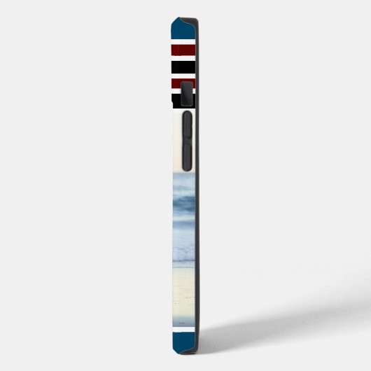 青スタイリッシュ赤モノグストライプのラムカスタム写真 Case-Mate iPhoneケース (裏面 / 左)