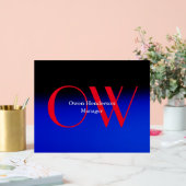 青スタイリッシュ赤ユニーク文字モノグラム アクリルサイン (ウェディング)