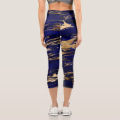 青スタイリッシュ金ゴールド抽象芸術大理石 カプリレギンス (裏面)