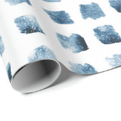 青スタイリッシュ金ゴールド水彩ブラシ正方形パターン ラッピングペーパー (ロールコーナー)