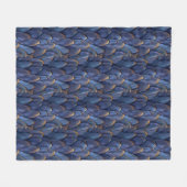 青スタイリッシュ金ゴールド フリースブランケット (正面(横))