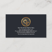 青スタイリッシュ銀グランジ金ゴールド波電気技師 名刺 (裏面)