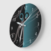 青スタイリッシュ髪サロン時計 ラージ壁時計 (傾斜)