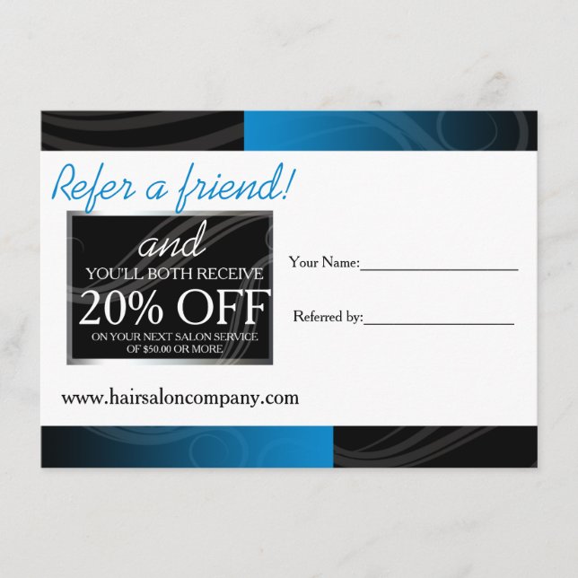 青スタイリッシュ髪サロン紹介カード (正面)