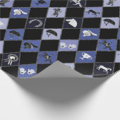 青スタイリッシュ黒の馬術ダイヤモンドパターン ラッピングペーパー (角)