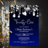 青スタイリッシュ21歳の誕生日パーティー 招待状