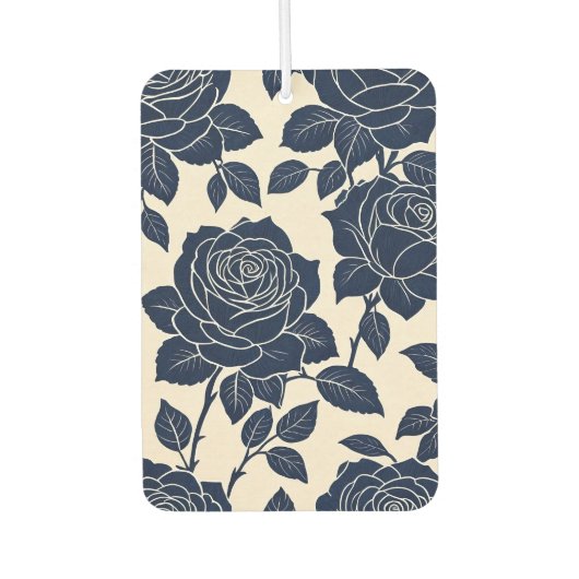 青スタイル化バラ カーエアーフレッシュナー (正面)