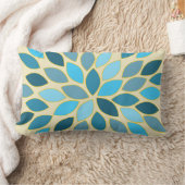 青スターバストモダン花柄デザイン枕 ランバークッション (ブランケット)