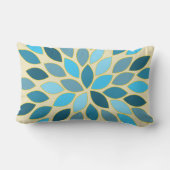 青スターバストモダン花柄デザイン枕 ランバークッション (裏面)