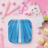 青スターバスト光輝く輝 ペーパープレート (パーティー)