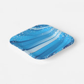 青スターバスト光輝く輝 ペーパープレート (傾斜あり)