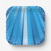 青スターバスト光輝く輝 ペーパープレート (正面)