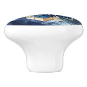 青ステンドグラス花幾何学水色 セラミックノブ (側面)