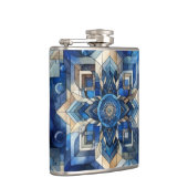 青ステンドグラス花幾何学水色 フラスク (右)