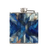 青ステンドグラス花幾何学水色 フラスク (裏面)