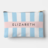 青ストライプいストライプのパターン、線、名前 アクセサリーポーチ (裏面)