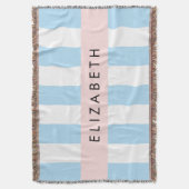 青ストライプいストライプのパターン、線、名前 スローブランケット (正面縦)