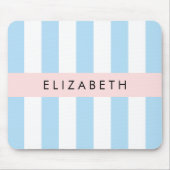 青ストライプいストライプのパターン、線、名前 マウスパッド (正面)